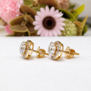 Luxury Trendy Fashion 925 Silver Flower Oval Cut Solitaire Bezel Set Rhodium Plated Moissanite Classic Stud Earrings for <b>Wedding</b> - Product Image 4