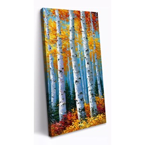 Impresión Artística de Bosque de Abedules Otoñal en Acrílico, Pintura de Paisaje Tradicional Hecha a Mano, Venta al Por Mayor - Product Image 1