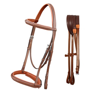 Riendas de brida para saltar caballos de cuero italiano de moda, equipo deportivo indio alto para carreras cómodas para cazador ecuestre - Product Image 4