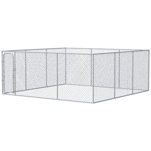Recinto per Cani Robusto in Rete Zincata 4,6m x 4,6m con Serratura di Sicurezza e Area Esterna Stabile per Cani di Taglia Grande - Product Image 1