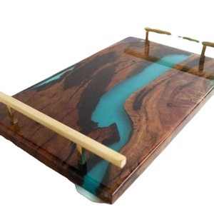 Bandeja de servicio de resina y madera de estilo único de tendencia para restaurantes de hoteles y accesorios de cocina para el hogar de la India - Product Image 5