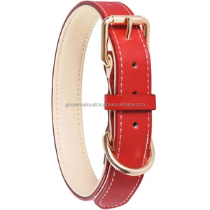 Collar de perro de cuero genuino cosido y acolchado completo resistente de suministro al por mayor de último diseño 2025 para perros de todos los tamaños - Product Image 6