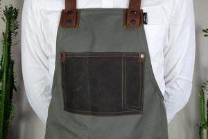 Delantal de Trabajo Resistente de Lona y Cuero con Cremallera, Ajustable, con Tirantes Cruzados, para Chef, Barbacoa, Barista, Barbero, Carpintero, Herramientas y Equipo - Product Image 6
