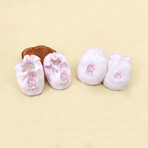 Organic Cotton Knitted Baby <b>Mittens</b> & Booties Set Breathable <b>Scratch</b>-Free Heat Transfer Print 4 Seasons - Product Image 4