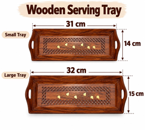 Juego de 2 bandejas de madera artesanales para servir té y comida, con asas, para cocina, desayuno, restaurantes, cafeterías y hogar - Product Image 3