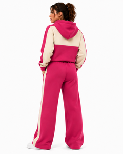 Conjunto Casual de Sudadera con Capucha y Pantalones para Mujer con Paneles Laterales en Contraste, Siluetas Relajadas, Conjunto de Dos Piezas Personalizado para Invierno - Product Image 2