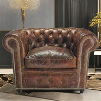 Canapé de salon moderne Blue Ocean Chesterfield à une place, style américain, en cuir synthétique véritable, avec fonction massage
