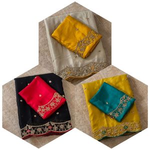 Sari indien traditionnel ethnique pour occasions de fête, avec broderies, pour mariage et événements festifs, tenue élégante pour femmes - Product Image 3
