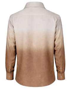 Chemise Formelle Homme Ombrée Beige Clair et Marron en Coton Premium à Manches Longues Boutonnée Style Smart Casual Fournisseur OEM Vente en Gros - Product Image 2