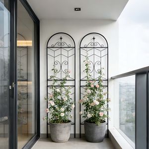 Set di 2 Tralicci da Giardino in Metallo Antiruggine 180 cm x 50 cm Neri, Supporto per Piante Rampicanti da Esterno - Product Image 6