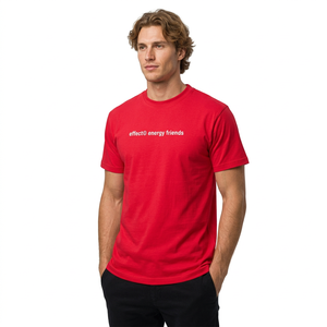 เสื้อยืดลำลองคอกลมแขนสั้นสีแดงสำหรับผู้ชาย Effect Energy Friend ทรงปกติ ผ้าฝ้ายเจอร์ซีย์ 100% ระบายอากาศได้ดี พิมพ์ลายซิลค์สกรีน - Product Image 2