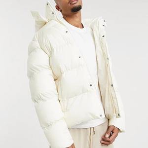 Men's for Quilted Puffer <b>Jacket</b> Hooded Stand Collar Zipper Closure Windproof Winter Casual Regular Fit Polyester <b>Fleece</b> <b>Lining</b> - Product Image 2