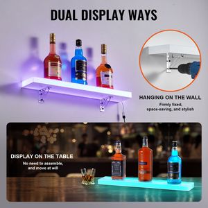 Espositore per Whisky a Parete Illuminato a LED, 1 Livello, 24 Pollici, per Bar Commerciale o Domestico, Scaffale per Esposizione Bottiglie di Liquori - Product Image 5