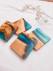 Eco-Friendly Acacia Wood Resin Handmade Contemporary Drink Coasters Table <b>Mats</b> Custom Size/Color Non-Slip Heat Resistant OEM/ODM - Product Image 3