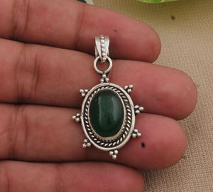 Auténtico Colgante de Jade Hetian Verde, Plata de Ley 925 Chapada en Platino, Piedra de Jadeíta Natural de Alta Calidad, Collar Vintage - Product Image 4