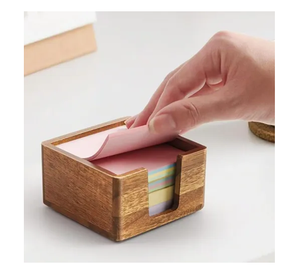 Handmade Creative New arrival Desktop Wooden <b>Sticky</b> <b>Notes</b> Holder Handmade Crafts Square Shape At Low Price - Product Image 1