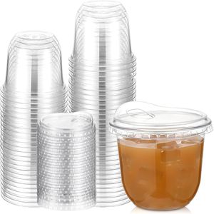 Vasos Desechables de Plástico Transparente con Tapas para Bebidas Frías, Café y Smoothies - para Cafeterías y Servicios de Comida para Llevar - Product Image 1