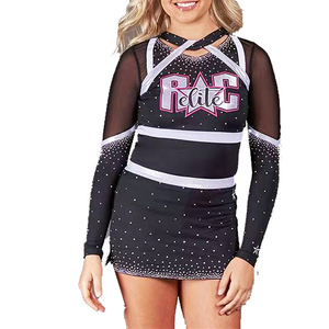Tenue de performance personnalisée de haute qualité pour cheerleaders, imprimée, respirante et confortable, avec strass, pour équipes de danse et de cheerleading - Product Image 4
