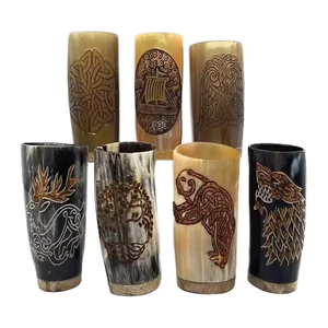 Cuerno Vikingo Original para Beber, Tallado a Mano, 100% Hermético, Ecológico, con Soporte de Cuero de Cabra, Estilo Ángel, para Mead y Cerveza Ale - Product Image 6