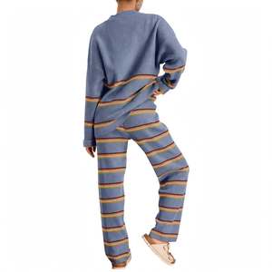 SPINE CRAFT Conjunto de 2 piezas de cárdigan con cremallera y pantalones anchos de punto para mujer, conjunto de cárdigan de color sólido para primavera y otoño, informal - Product Image 6