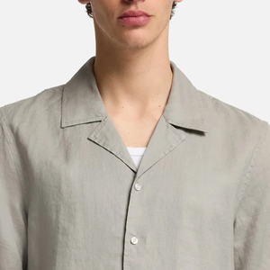 Camiseta de Lino para Hombre Estilo Urbano con Cuello Camisero y Manga Corta, Uso Diario Informal, Servicio OEM, Diseño con Logotipo, Casual - Product Image 2