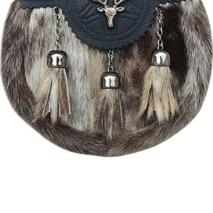 Antique Stage Head Kilt Sporran for Men Scottish Highland Sporran with 3 Fur Tassels & <b>Chain</b> <b>Belt</b> Pouches and Bags - Product Image 4