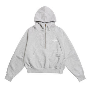 Sweat-shirt à capuche épais pour homme, demi-zip, avec poche kangourou, décontracté, pour l'hiver, personnalisable avec broderie - Product Image 5