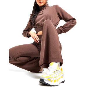 ชุดวอร์มผู้หญิงแบบออนไลน์ ชุดเซ็ตผ้าฟลีซเนื้อหนัก 100% ผ้าฝ้าย ทรงหลวม ขากว้าง ทรงตรง กางเกงวอร์มขาบาน และเสื้อฮู้ด - Product Image 4