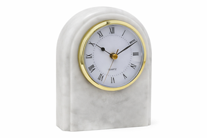 Reloj de Escritorio de Mármol Verde con Números Romanos y Detalles Dorados, Elegante Reloj de Cuarzo para Decoración de Hogar u Oficina - Product Image 3