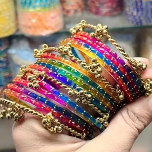 Premium Crystal Rhinestone Imitation Pearl <b>Bangles</b> <b>Set</b> High Polished Finish Elegant Ethnic Bridal Wedding Jewelry Fancy Designer - Product Image 5