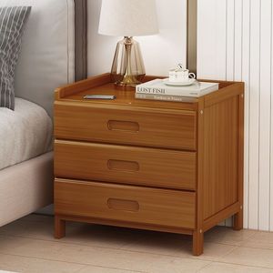 Table de chevet moderne en teck, 3 tiroirs, en bois massif, style mid-century, meubles de chambre à coucher, fournisseur indonésien - Product Image 1