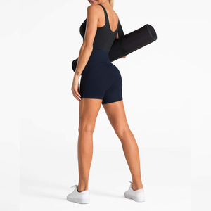 Shorts Deportivos de Cintura Alta Azul Marino para Mujer, Transpirables, de Secado Rápido, Cintura Elástica, para Correr, Yoga, Gimnasio - Product Image 5