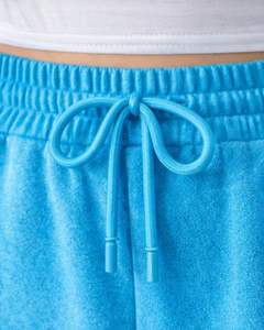 Pantalones de chándal de forro polar azul cielo para mujer, de pierna ancha, con ribete lateral, cintura elástica con cordón, ajuste holgado informal, estilo jogger, para estar en casa - Product Image 4