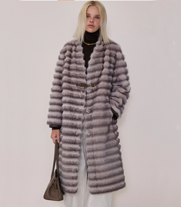 เนสต้า สปอร์ตส์เสื้อแจ็คเก็ตขนสัตว์เทียมชินชิลล่าสำหรับผู้หญิงสำหรับฤดูหนาว สีดำ ลายสัตว์ แขนยาว ไซส์พลัส เสื้อโค้ทกันลม - Product Image 1