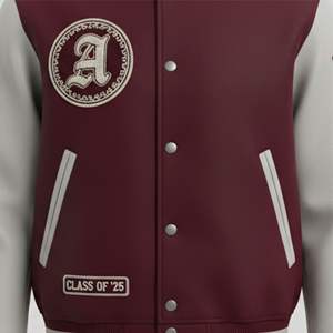 Chaqueta Universitaria Deportiva Tipo Letterman, Cuerpo de Lana, Mangas de Cuero, Parche con Logotipo Personalizado, Fabricante OEM, Venta al Por Mayor - Product Image 4