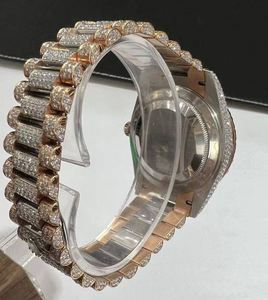 Montre de luxe unisexe en acier inoxydable entièrement sertie de diamants, boîtier de 42 mm, cristal saphir, mouvement mécanique analogique, étanche, GPS - Product Image 2