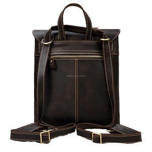 Sac à dos en cuir véritable, style vintage, souple, sangle réglable, fermeture à glissière, unisexe, multifonctionnel, 36-56 litres - Product Image 2