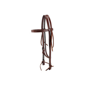 Leather Horse Bridle with White Stitching and Tassels for <b>Equestrian</b> Use - Product Image 5