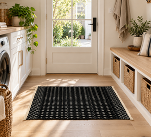 Black Modern Eco-Friendly Pet-Friendly Woven Braided Rectangle Door Mat for Home Entrance Porch Entryway - Product Image 2