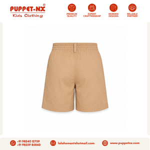 Pantalones cortos de uniforme escolar para niños, color marrón arena, cintura elástica, pantalones casuales, shorts de poliéster y algodón, empaque personalizado - Product Image 5