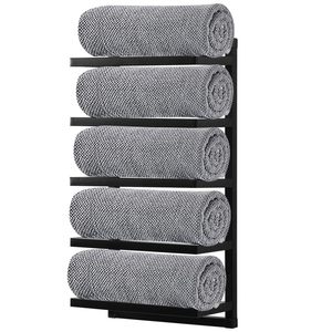 Moderno Toallero Negro con Revestimiento, Múltiples Secciones de Almacenamiento para Toallas, Colgador Duradero y Confiable para Ropa de Baño - Product Image 5