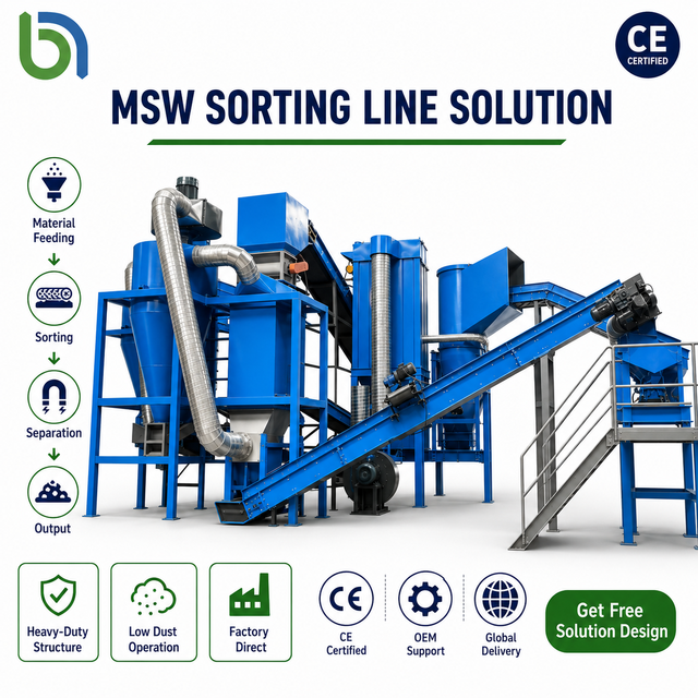 Municipal Solid Waste Sorting Plant MSW Garbage Recycling Line Waste Management Equipment