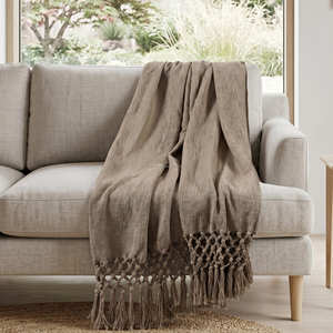 Manta Tejida de Algodón Verde Oliva con Textura de Rayas Finas y Flecos Decorativos para un Estilo Rústico Bohemio en Sofás y Dormitorios - Product Image 5