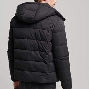 Veste matelassée à capuche noire pour homme de haute qualité, coupe-vent, 100 % polyester, hiver, décontractée, fermeture éclair, épaisse, coupe classique, couleur unie - Product Image 5