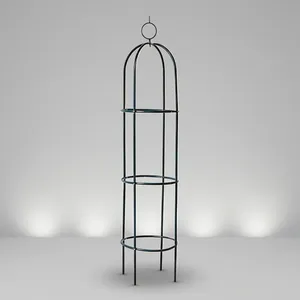 Black Metal Garden Rose Trellis Tower with Circular Support Rings Climbing Plant Frame for Vines Flowers Outdoor Garden Decor - Product Image 1