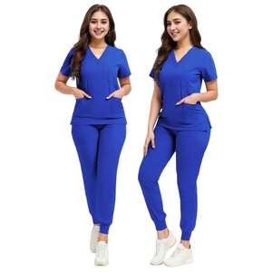 Wholesale High Quality Medical <b>Scrubs</b> Set Unisex Hospital Nurse Uniforms V-Neck <b>Top</b> Jogger Pants Stretch Dental Clinic <b>Scrubs</b> - Product Image 6