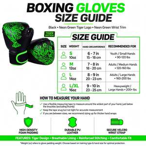 Guantes de Boxeo Personalizados con Estampado de Tigre Negro y Verde, Guantes de Entrenamiento de MMA, Guantes Ligeros para Boxeo, Kickboxing y Sparring - Product Image 6