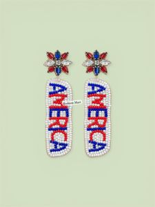 Pendientes de Estrella de la Bandera Americana Hechos a Mano con Cuentas, Joyería Patriótica Roja, Blanca y Azul para Mujer - Product Image 5