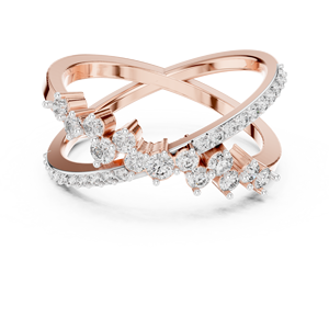 Bague pour femme en or rose 18 carats avec cluster de diamants de laboratoire croisés, certifiée taille brillant, idéale pour mariage, fiançailles, soirée, glamour - Product Image 1