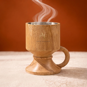 Elegante quemador de incienso de madera con forma de taza, con un interior metálico elegante, perfecto para crear una atmósfera acogedora y serena. - Product Image 1
